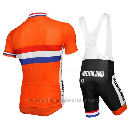 2016 Abbigliamento Ciclismo Paesi Bassi Arancione e Blu Manica Corta e Salopette